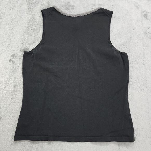 Rafaella Top Womens M Black White Houndstooth Trim Sleeveless Stretch Knit Shell - Picture 4 of 9